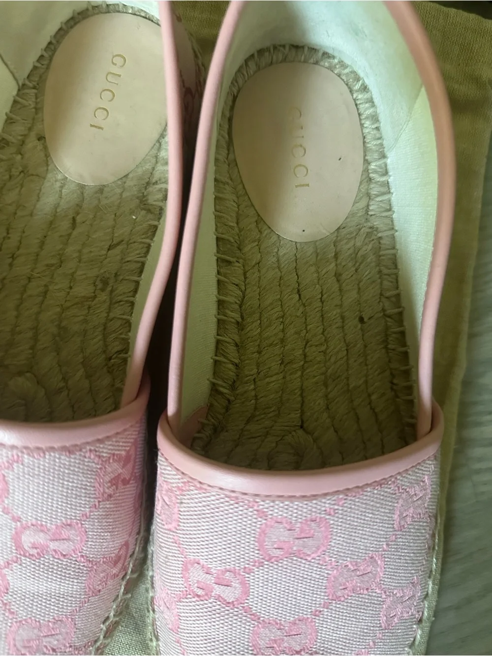 Gucci Pink GG Canvas Espadrille Flats